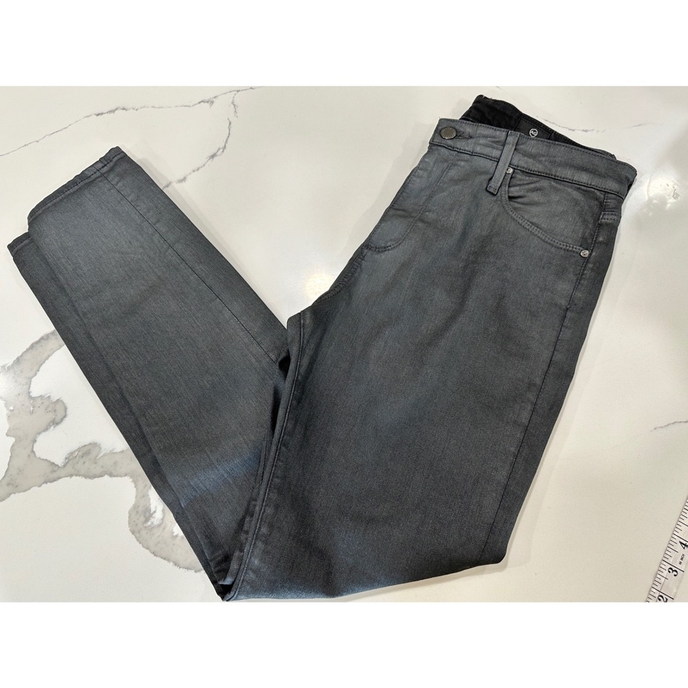 AG Adriano Goldschmied The Farrah Skinny High Rise Coated Jeans Grey 30R